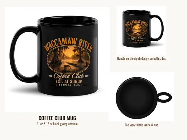 Coffee Club black glossy mug
