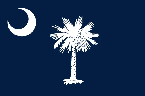 South Carolina state flag, indigo with a white palmetto and crescent